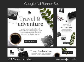 Conjunto de banners de anuncios de aventura de viaje Conjunto de banners de anuncios de aventura de viaje