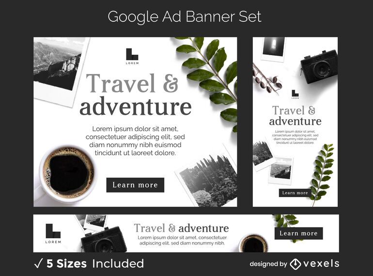 Conjunto de banners de anuncios de aventura de viaje Conjunto de banners de anuncios de aventura de viaje