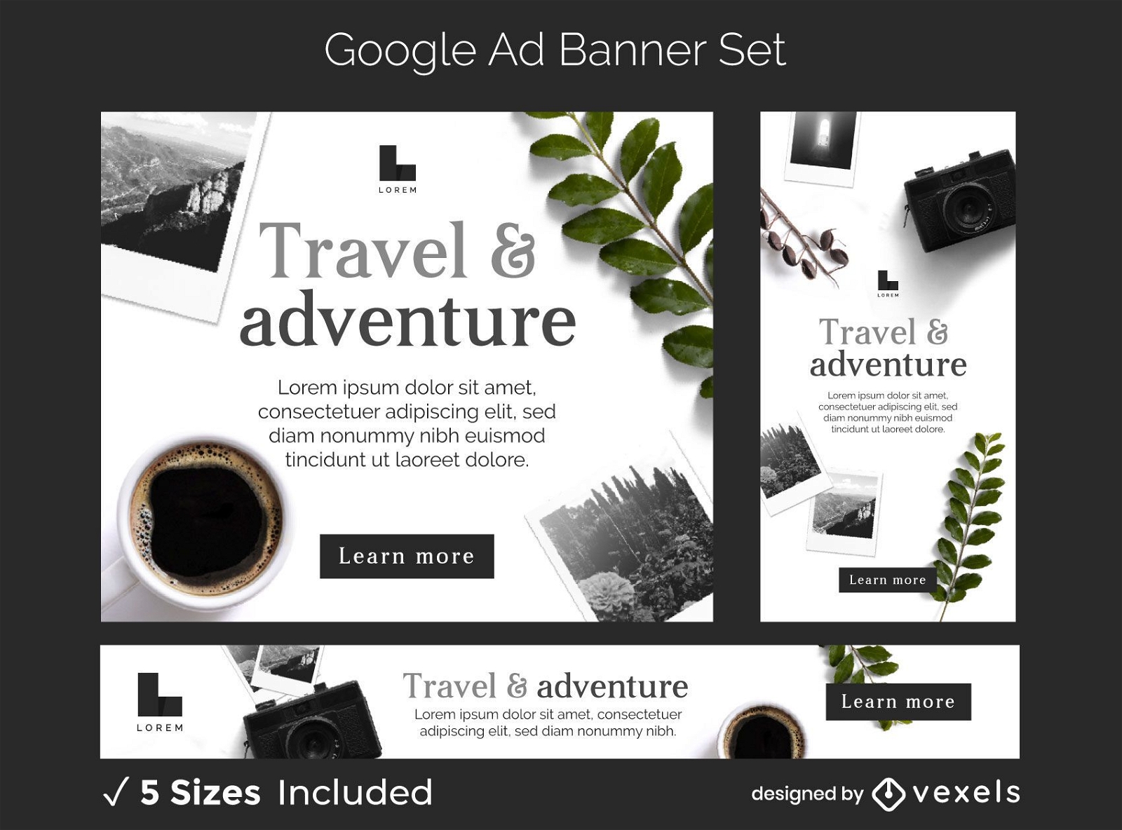 Conjunto de banner de anúncios de aventura de viagem