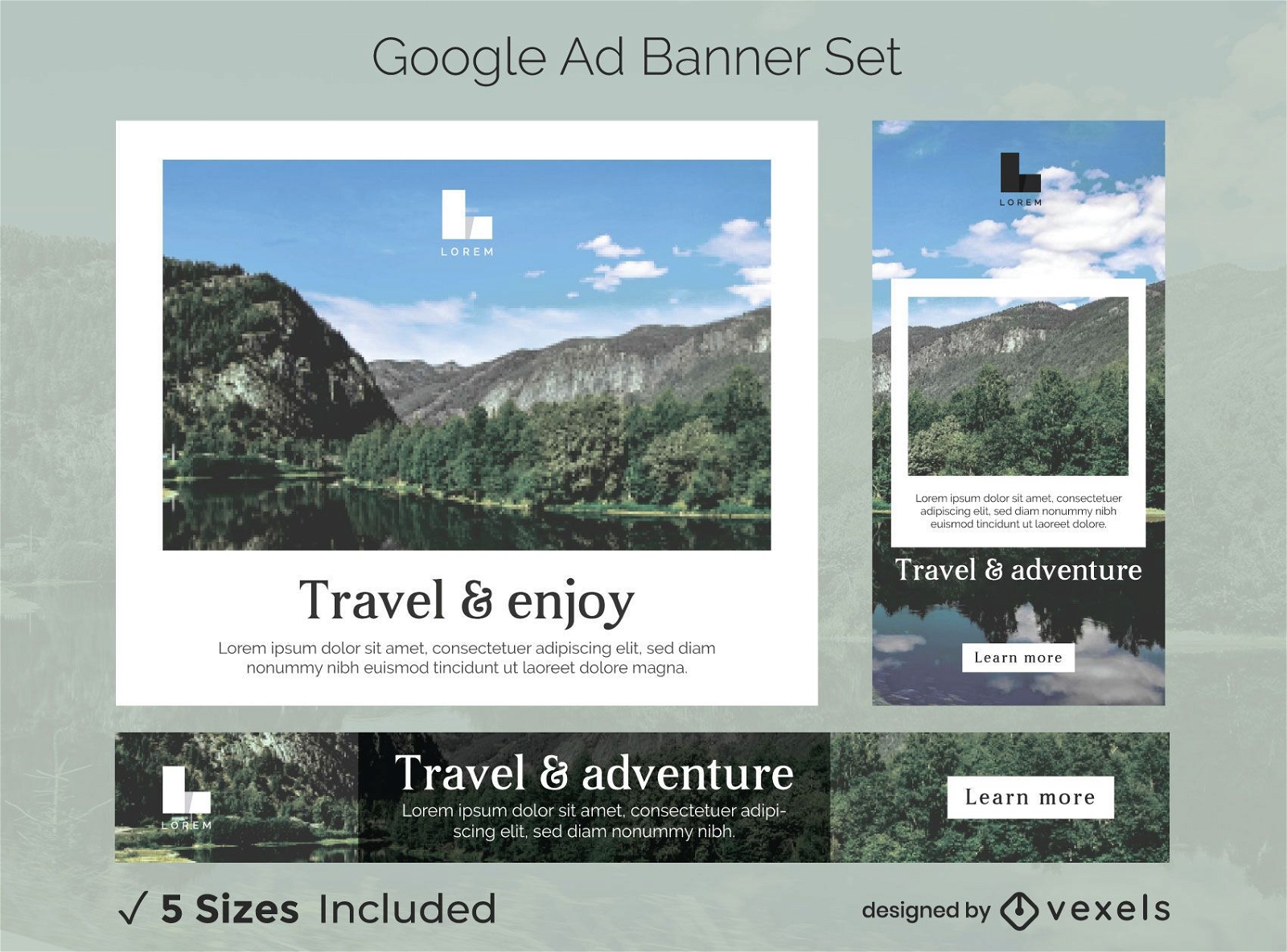 Paquete de banners de Google Ads de fotos de viaje