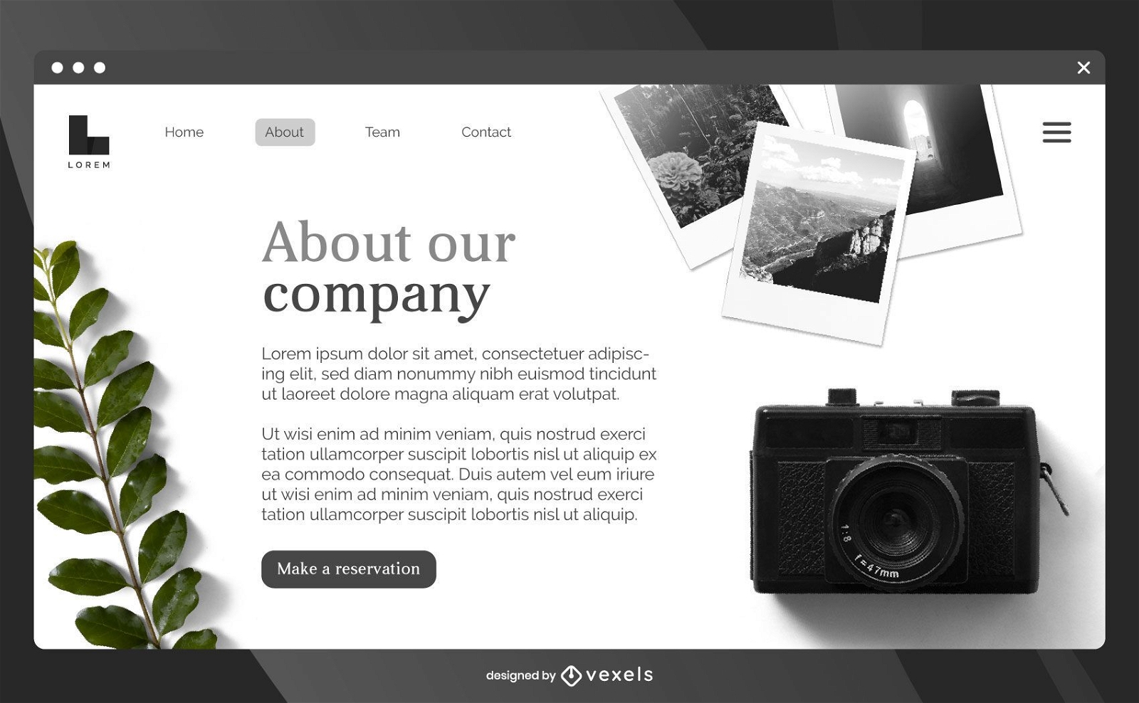 Travelling landing page template