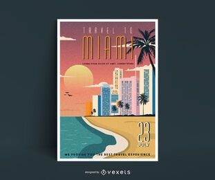 Vintage Style Miami Travel Poster
