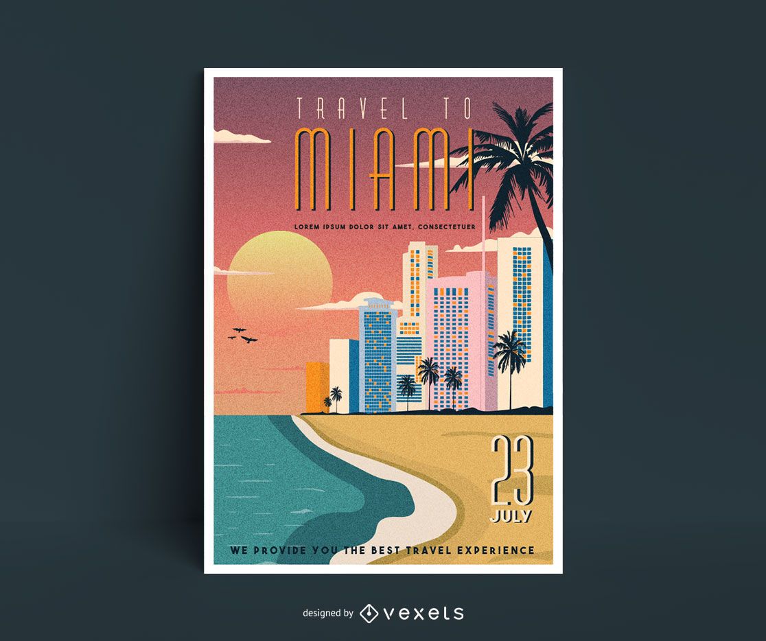 Vintage Style Miami Travel Poster