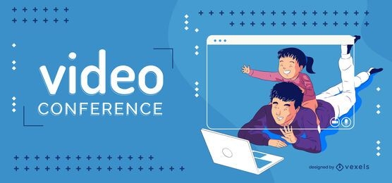 Video conference family illustration