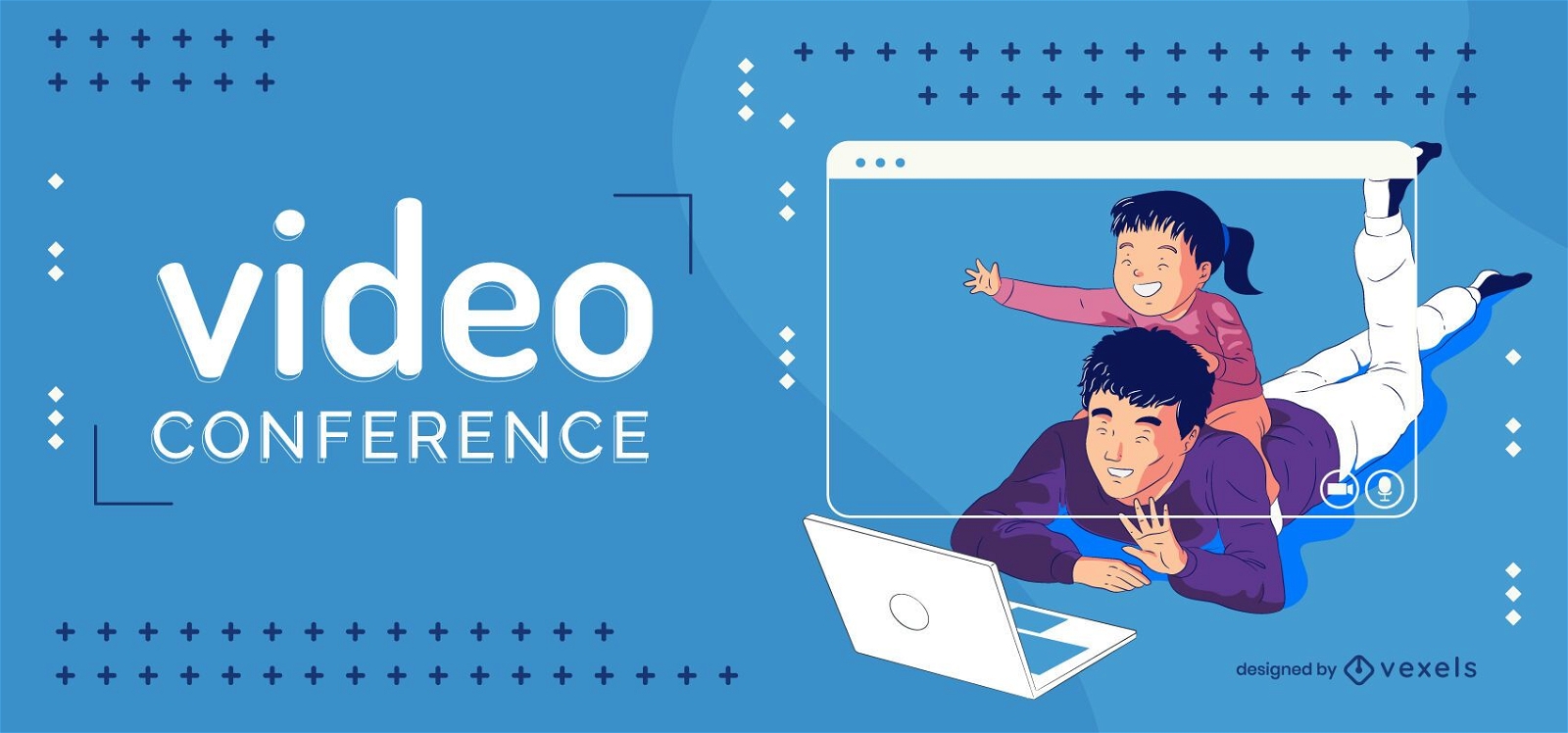 Illustration der Videokonferenzfamilie