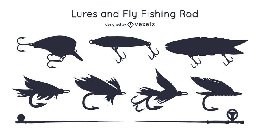 Fishing Rod and Lure Silhouette Pack Fishing Rod and Lure Silhouette Pack