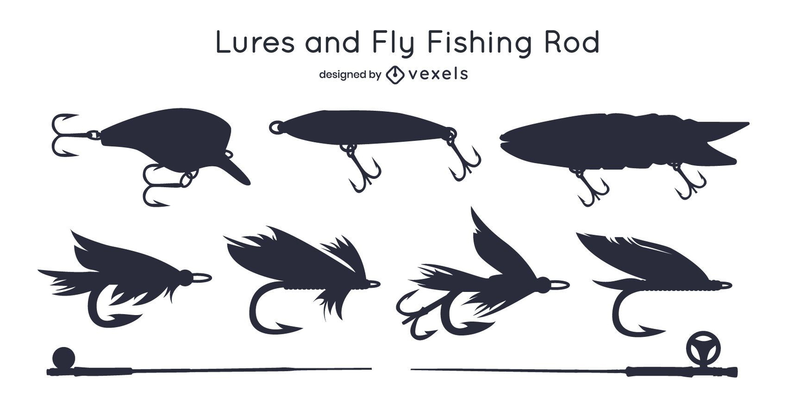 Flying Fishing Lure Silhouette Pack Vector Download