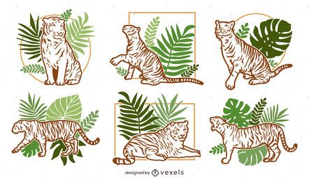 Stroke Line Tiger Design Pack Vector Download