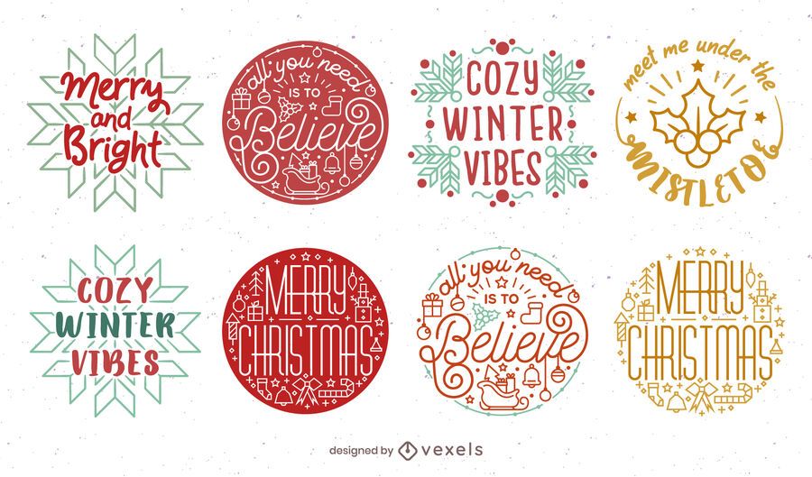 Christmas badge set design Christmas badge set design