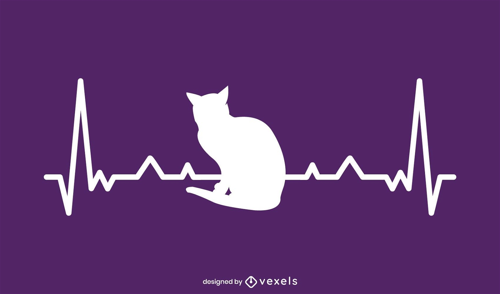 Heart rate cat illustration design