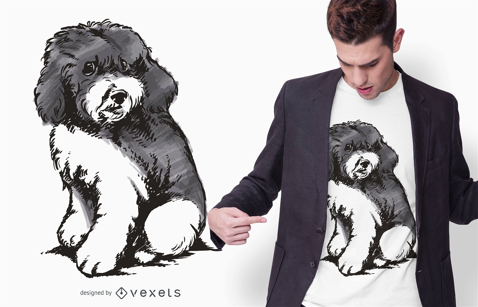 Design de camiseta do filhote de cachorro Harlequin Poodle