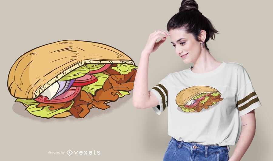 Doner Kebab Illustration T-shirt Design - Vector Download