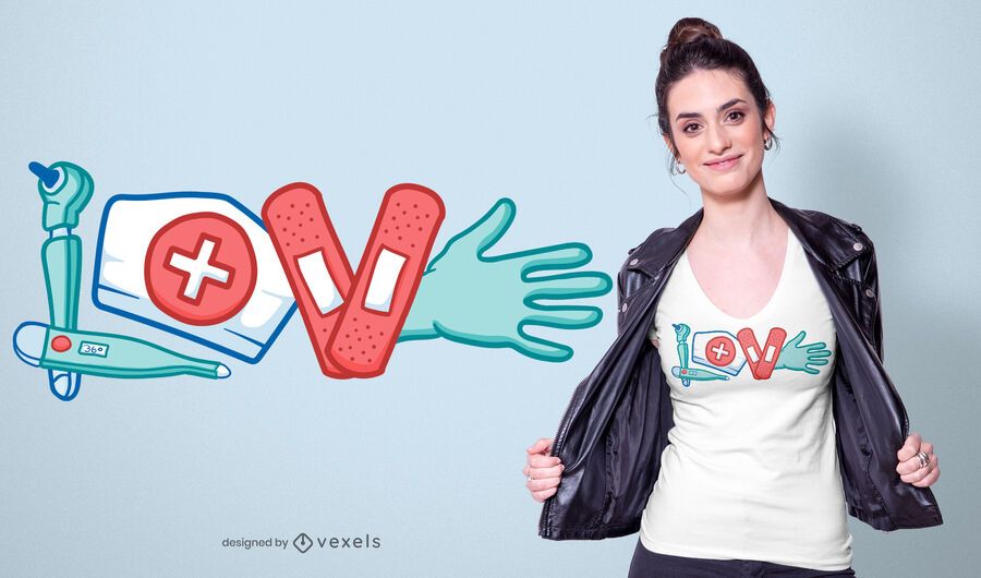 Projeto do t-shirt do amor da enfermeira Projeto do t-shirt do amor da enfermeira