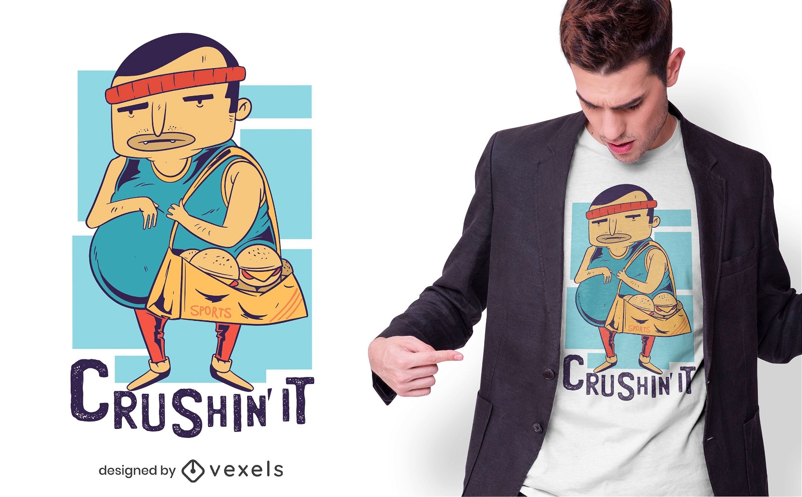 Design de camiseta do Crushing It Man