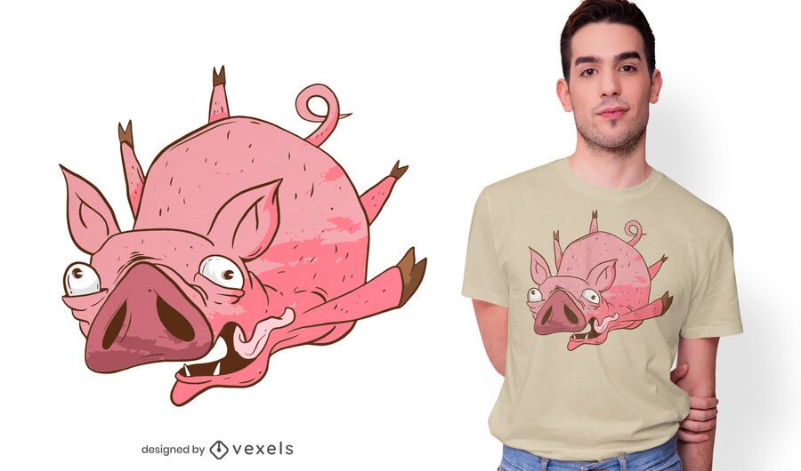 Flying Pig Cartoon T-shirt Design Flying Pig Cartoon T-shirt Design
