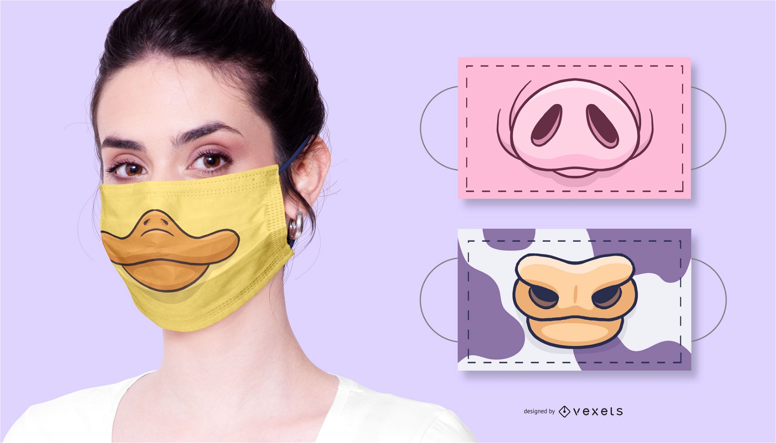Pacote de máscara facial de animal de fazenda