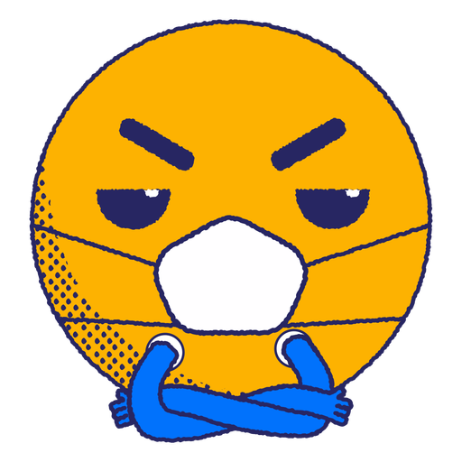 Emoji enojado con m?scara facial plana Diseño PNG