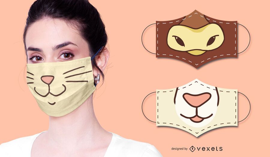 Animal face mask design set Animal face mask design set