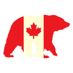 Oso con bandera de canadá plana Diseño PNG