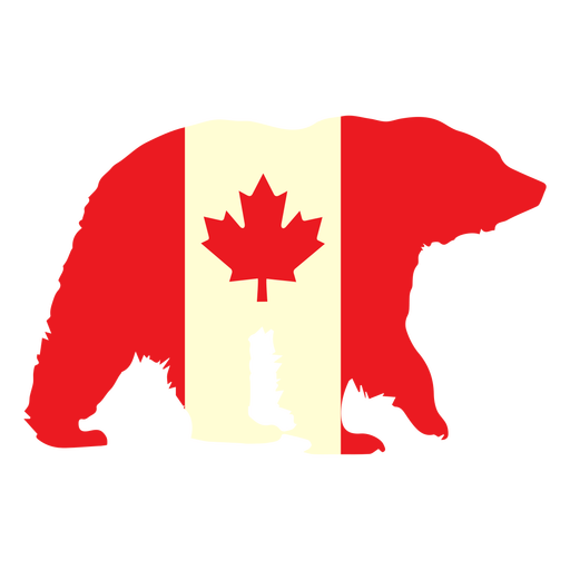 Bear with canada flag flat