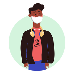 Hombre negro con carácter de mascarilla Diseño PNG