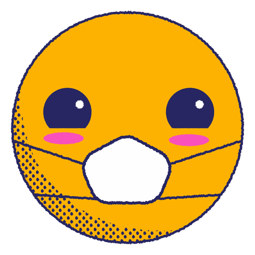 Emoji sonrojado con mascarilla plana