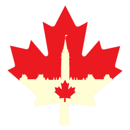 Canadian parlament on maple leaf flat PNG Design
