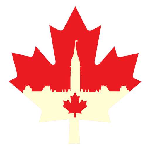 Kanadisches Parlament auf Ahornblatt flach PNG-Design