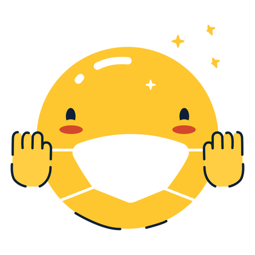 Cheering emoji with face mask flat PNG Design
