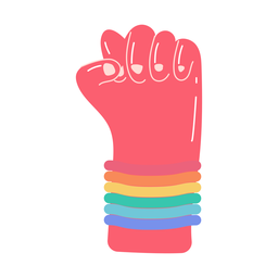 Closed fisted with rainbow wristband sticker PNG Design