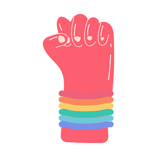 Closed fisted with rainbow wristband sticker PNG Design