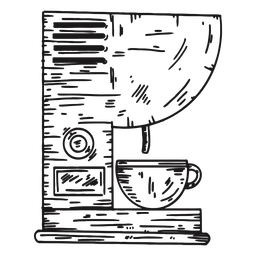 Dibujado a mano detallada máquina de café Diseño PNG