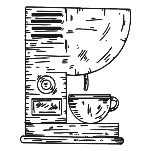 Kaffeemaschine detaillierte Hand gezeichnet PNG-Design