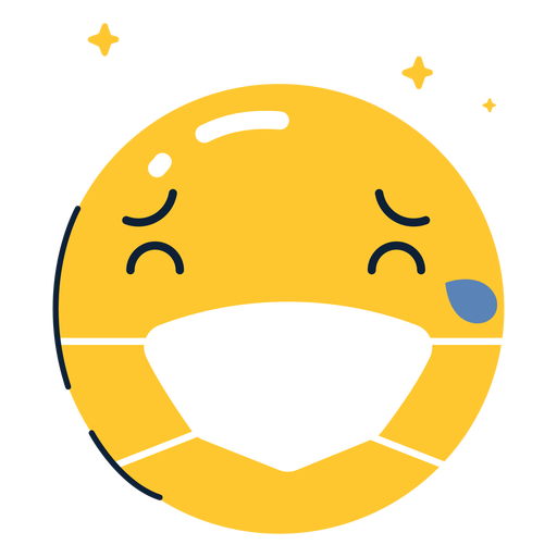Crying emoji with face mask flat PNG Design
