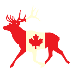 Ciervo con bandera de canadá plana Diseño PNG