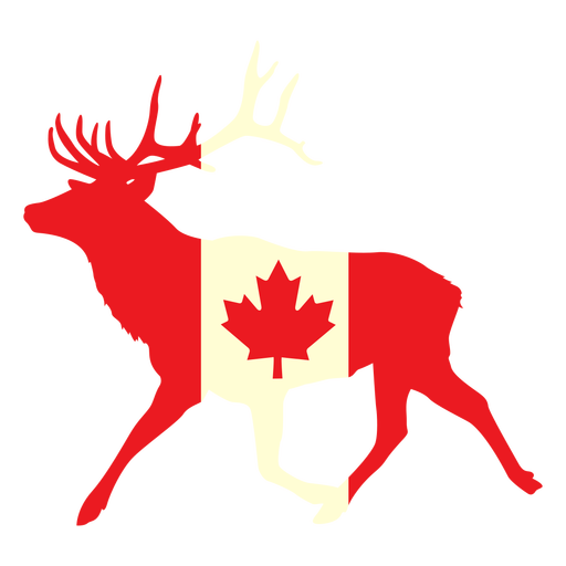 Hirsch mit kanadischer Flagge flach PNG-Design