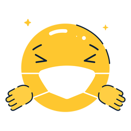 Emoji hugging with facemask flat PNG Design