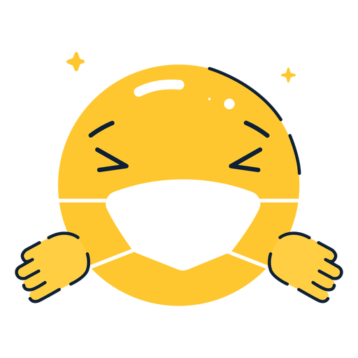 Emoji umarmt mit Gesichtsmaske flach PNG-Design