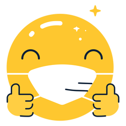 Emoji Thumbs Up With Facemask Flat PNG & SVG Design For T-Shirts