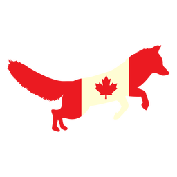 Fox with canada flag flat PNG Design