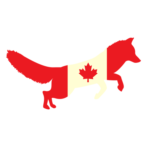 Fox with canada flag flat
