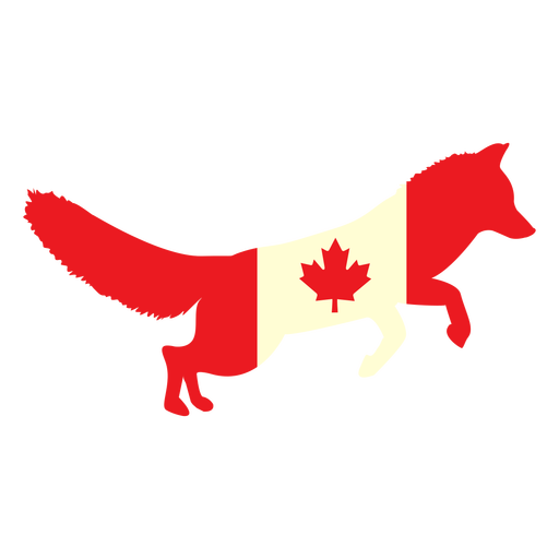 Fox with canada flag flat PNG Design