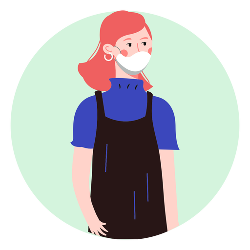 Ginger woman with facemask character PNG Design