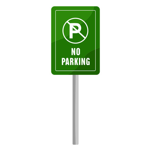 Green no parking sign flat