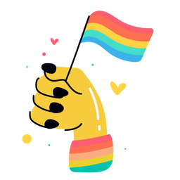 Mano agitando la bandera lgbtq pegatina Diseño PNG