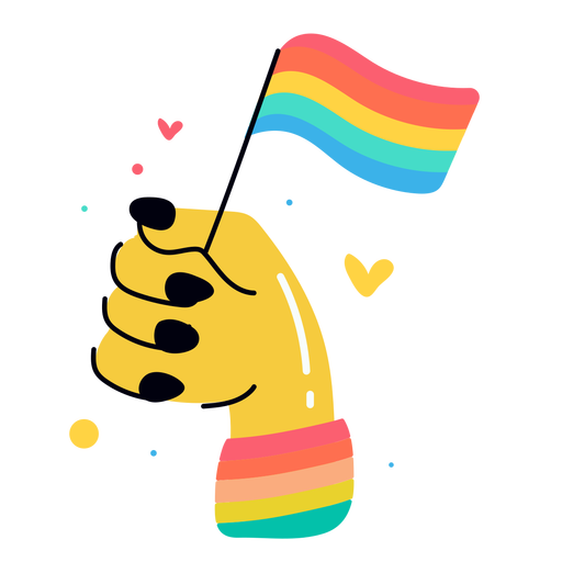 Hand waving lgbtq flag sticker PNG Design