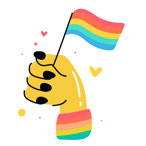 Mano agitando la bandera lgbtq pegatina Diseño PNG