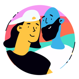 Happy lgbtq couple badge PNG Design