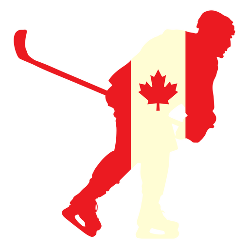 Hockeyspieler auf Kanada Flagge flach PNG-Design