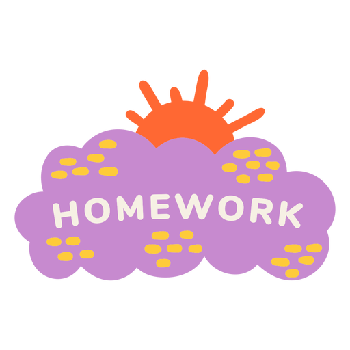 Etiqueta ensolarada do dever de casa Desenho PNG